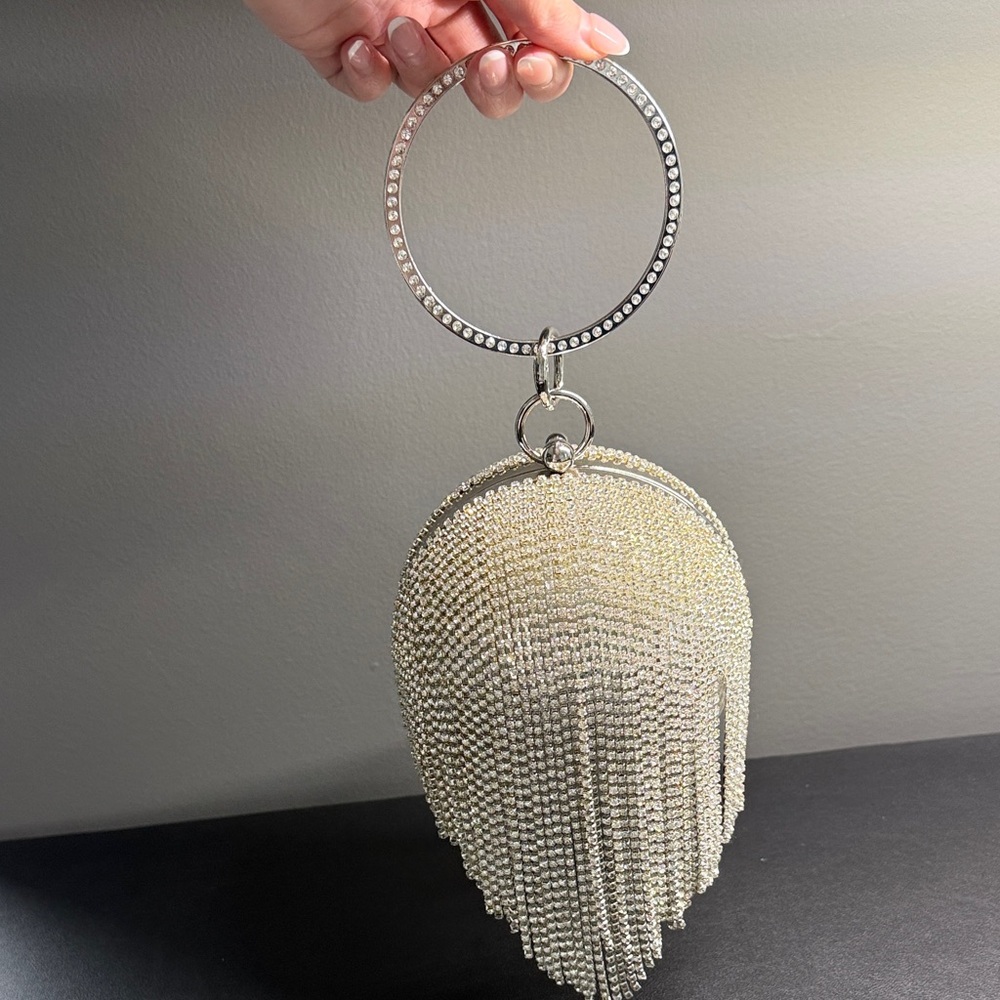 PLT Silver Fringe Evening Bag